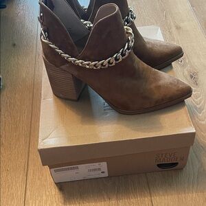 Steve Madden Brown Heeled Boots with Chain Detail